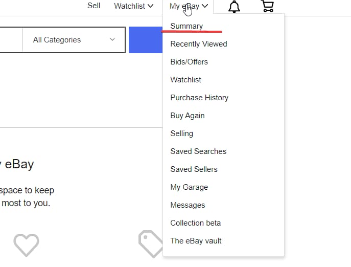 how to view your my ebay purchases on desktop